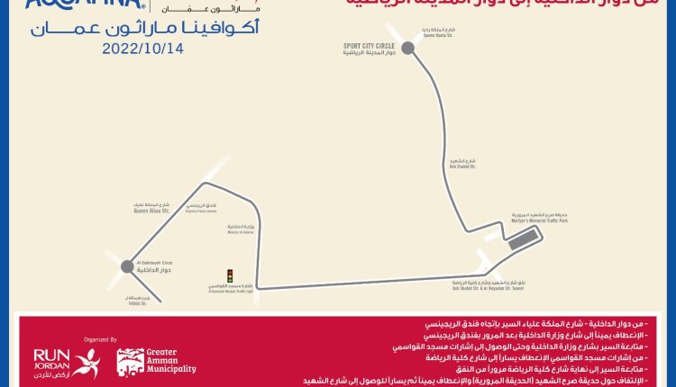 إغلاقات وتحويل طرق تزامناً مع قرب انطلاق “أركض في قلب عمان” ماراثون عمان الدولي