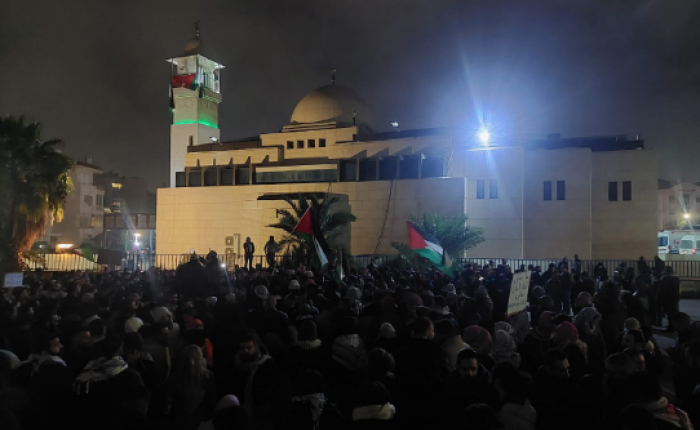 اعتصام قرب سفارة كيان الاحتلال في عمان عقب اغتيال صالح العاروري