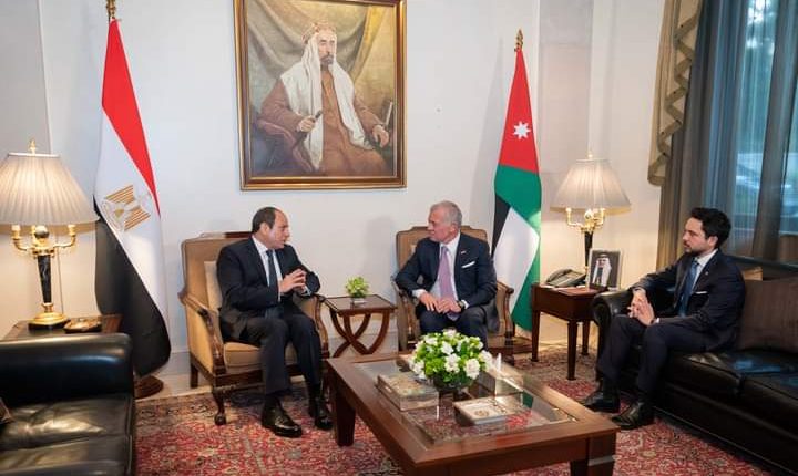 الملك والرئيس المصري يؤكدان ضرورة التوصل لهدنة إنسانية ووقف شامل لإطلاق النار في غزة