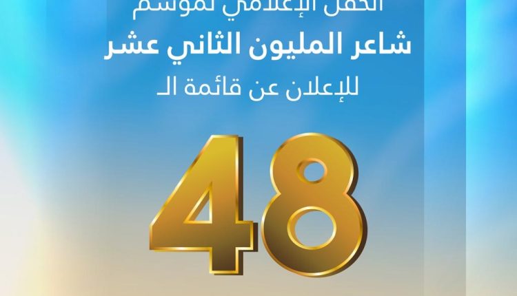 “شاعر المليون” يعلن غداً قائمة الـ 48 شاعراً المتأهلين للموسم الـ 12