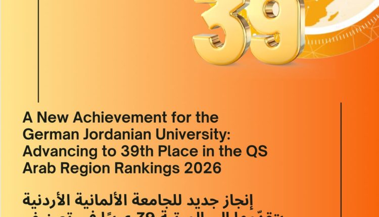 الجامعة الألمانية الأردنية ترتقي إلى القمة: إنجاز بارز في تصنيف QS العربي 2026