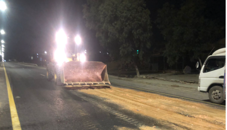 انقلاب ديانا محمله بزيت زيتون على اوتستراد جرش – عمان