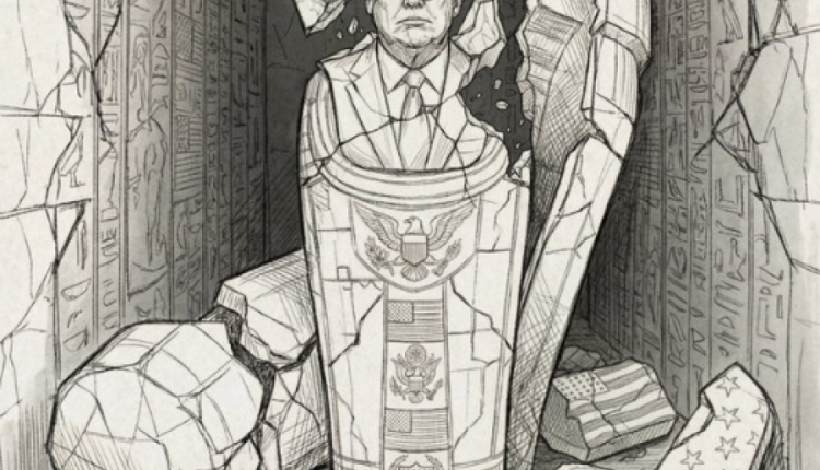 خامنئي يرد على ترامب بصورة تمثال محطم..”ستسقط مثل فرعون”