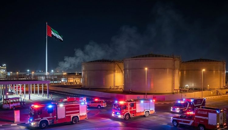 استهداف إيراني بطائرة مسيّرة لمحطة خزانات وقود في أبو ظبي.. والسيطرة على حريق مصفح دون إصابات