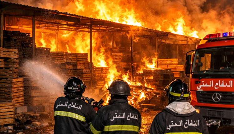 حريق في هنجر أخشاب بالقويسمة والدفاع المدني يسيطر عليه دون إصابات