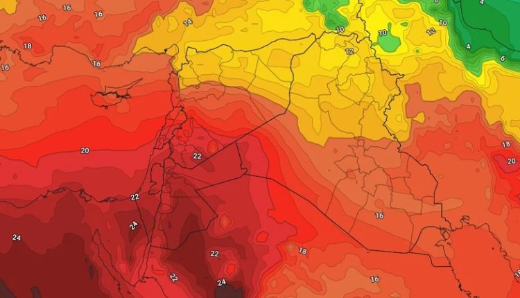 كتلة هوائية حارة نسبياً تؤثر على المملكة مع ارتفاع درجات الحرارة وفرص لهطول زخات رعدية في البادية